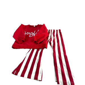 Toddler Girls Graphic Pant Set Red/White Size 3-4